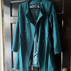 Mossimo Supply Co. Teal Double-Breasted Trench Coat